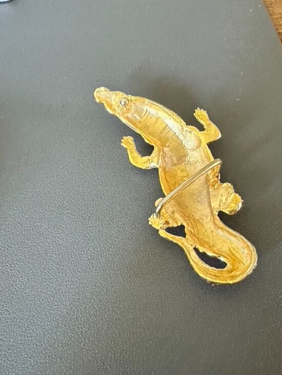 Vintage Gold Tone Metal Alligator Crocodile Gator Belt Buckle main image 6